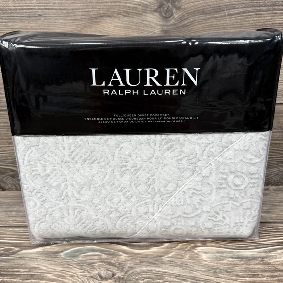 Ralph Lauren Other - Ralph Lauren Emilia Grey Tonal Medallion Cotton/Linen Duvet Cover Set QUEEN $360